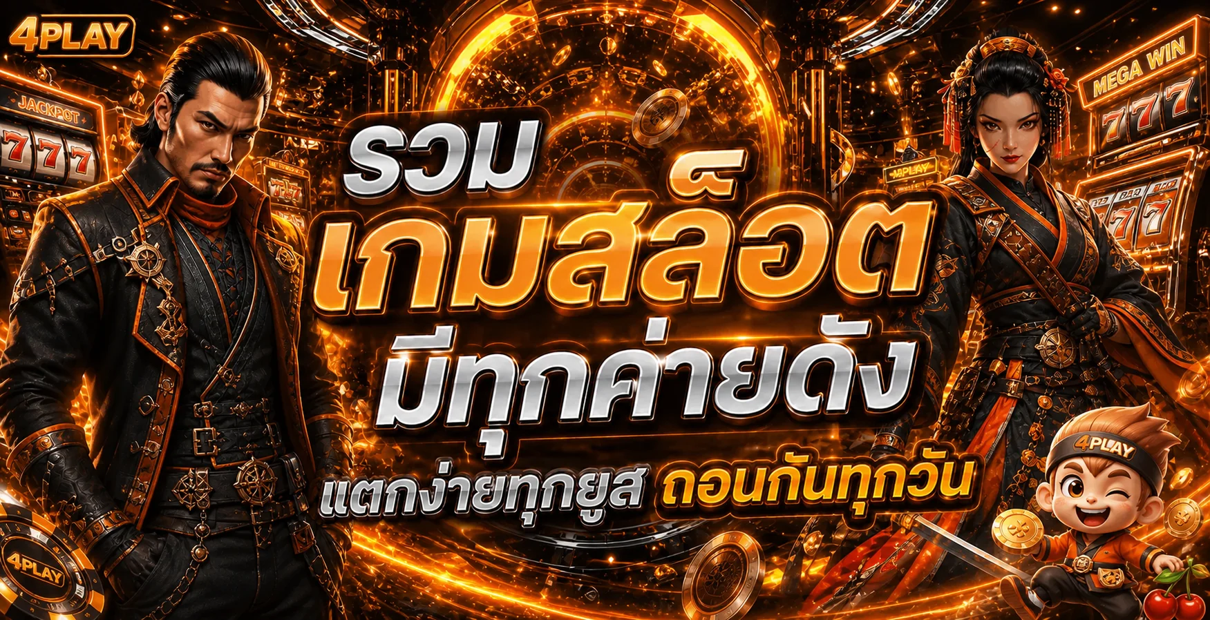แบนเนอร์รวมเกมสล็อตหลายค่ายบน 4PLAY